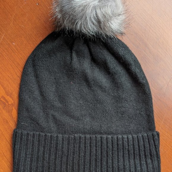 Black Cashmere Slouchy Beanie Hat